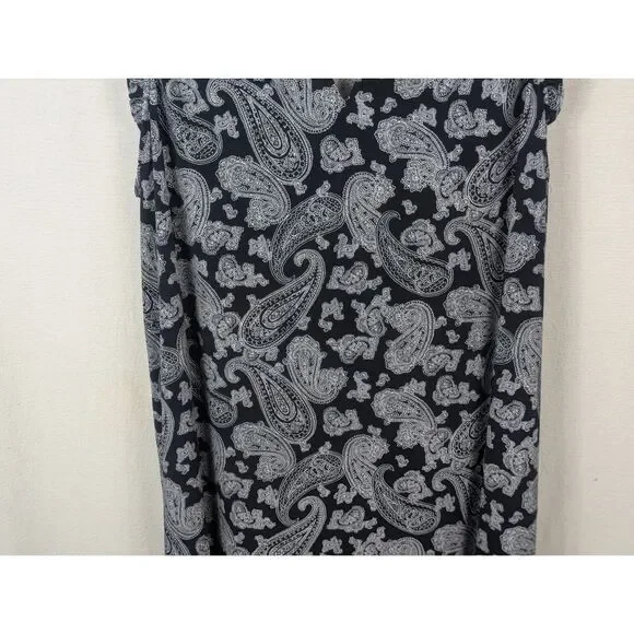 Michael Kors Paisley Print Sleeveless Dress Navy Blue Women's Size 2X - Picture 3 of 10